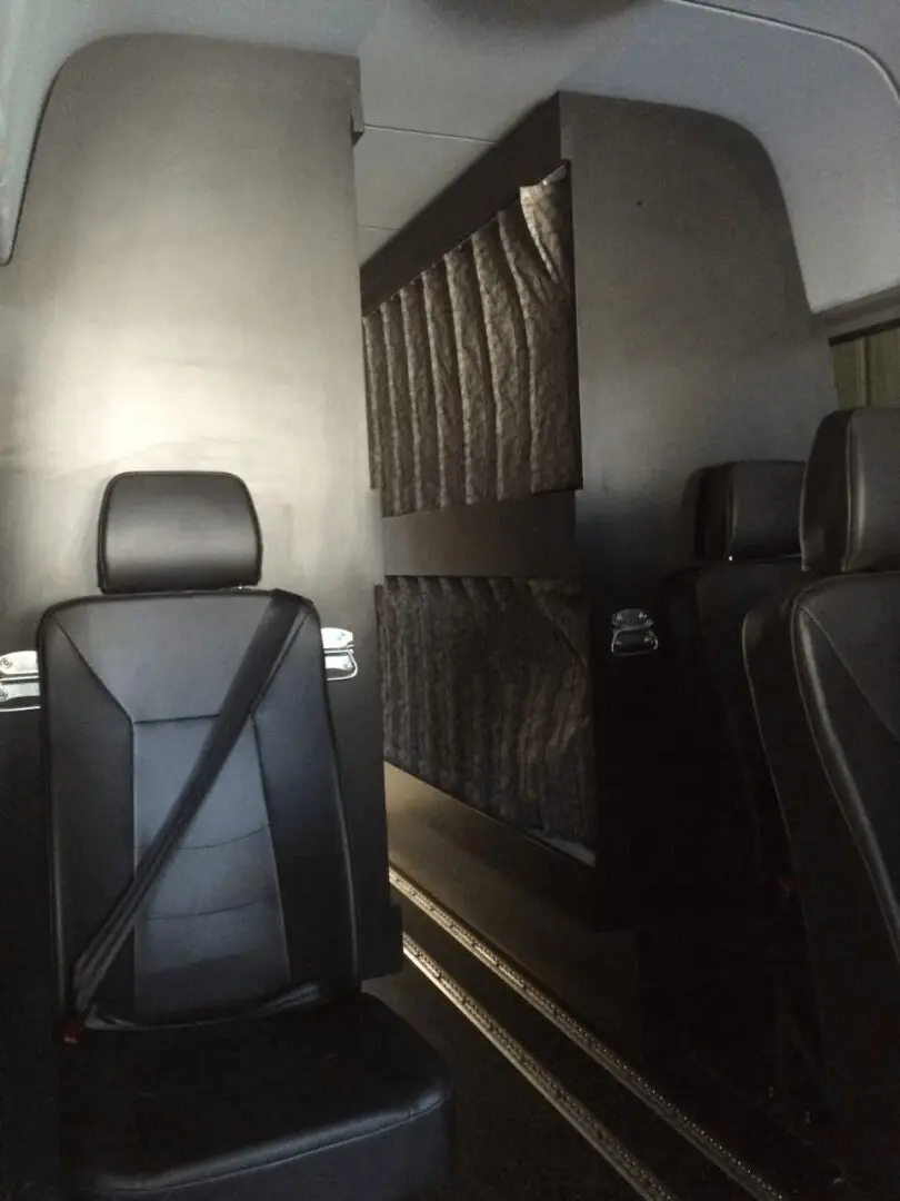 black chairs in a van
